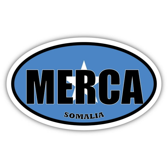 Merca Somalia Flag Oval Decal Vinyl Bumper Sticker 3x5 inches