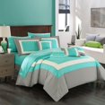 thumbnail image 2 of Chic Home CS1467-AN Duke Ensemble Complet de 10 Pcs de Lit à Blocs de Couleur, Grand Lit, Turquoise, 2 of 2