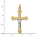 thumbnail image 2 of FJC Finejewelers 14 kt Two Tone Gold Two-Tone Textured and Polished INRI Crucifix Charm 40 x 23 mm, 2 of 6