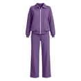 thumbnail image 6 of Tracksuits for Women Set Solid Color Zip Up Stand Collar Jacket and Wide Leg Pants with Pockets for Gym Workouts and Athletic Sports, 6 of 8