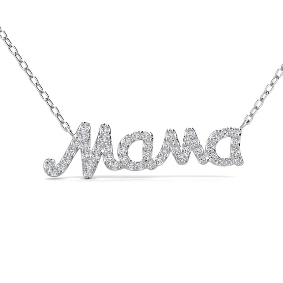 Cate & Chloe Dorothy 18k White Gold Plated Mama Necklace with Swarovski Crystals For Women