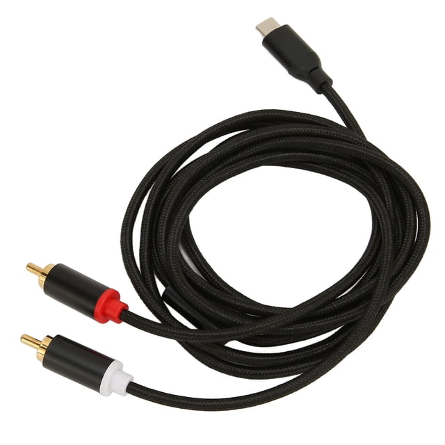 Cable tipo C a 2 RCA macho, adaptador de sonido estéreo HiFi chapado en oro para teléfono, tableta, radio de coche, altavoz de 1 m