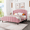 Pink, variant on Einfach Queen Size Upholstered Platform Bed with Curved Velvet Wingback, Black