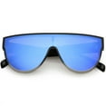 thumbnail image 1 of Oversize Flat Top Shield Aviator Sunglasses Mirror Mono Lens 68mm (Black / Blue Mirror), 1 of 4