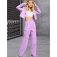 thumbnail image 4 of Conjunto de Dos Piezas para Mujer: Blazer Corto, Chaqueta y Pantalón de Trabajo de Cintura Alta y Pierna . Púrpura M, 4 of 10