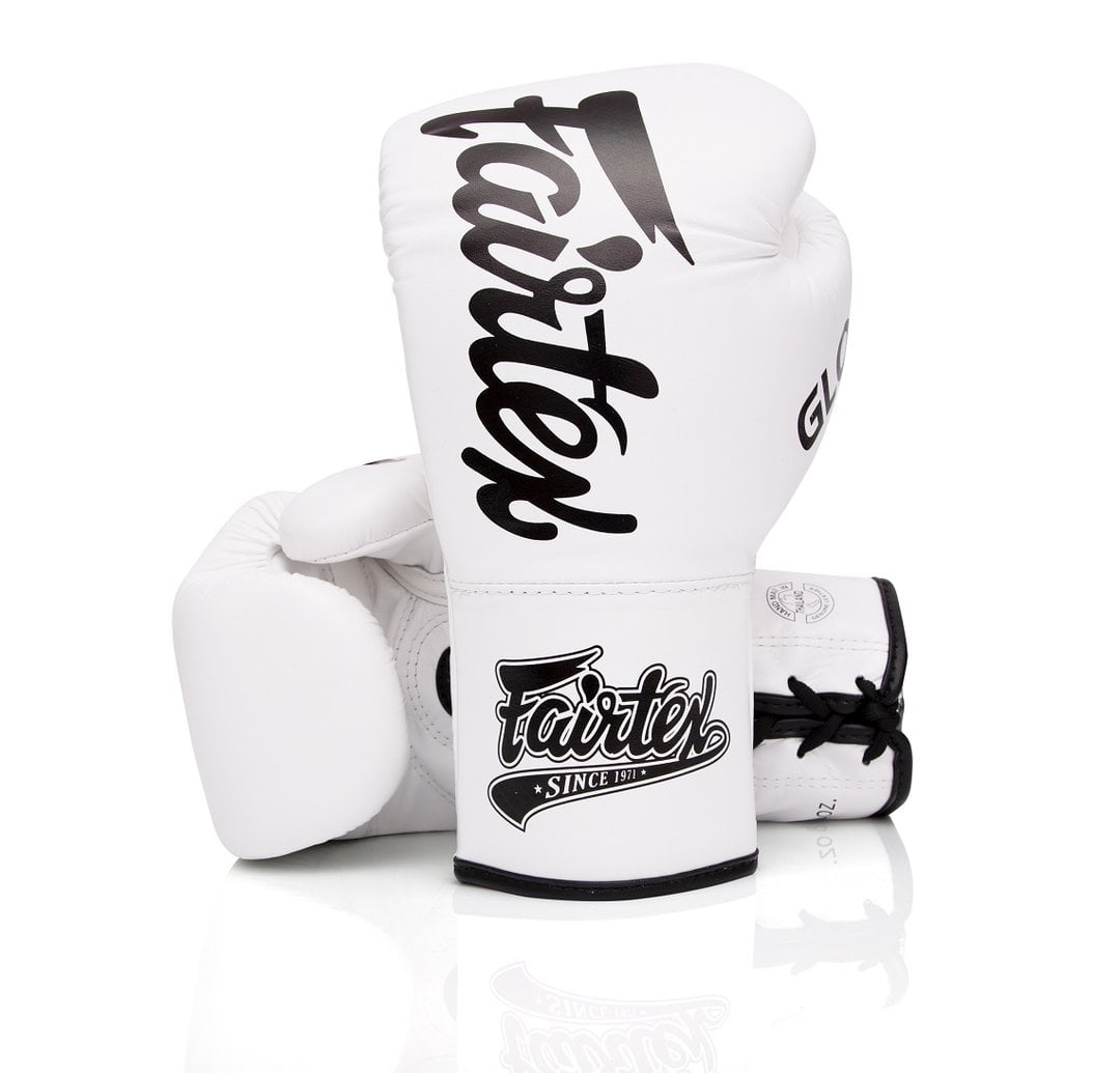 Fairtex Muay Thai Boxing Gloves X Glory White Lace-up BGLG1 