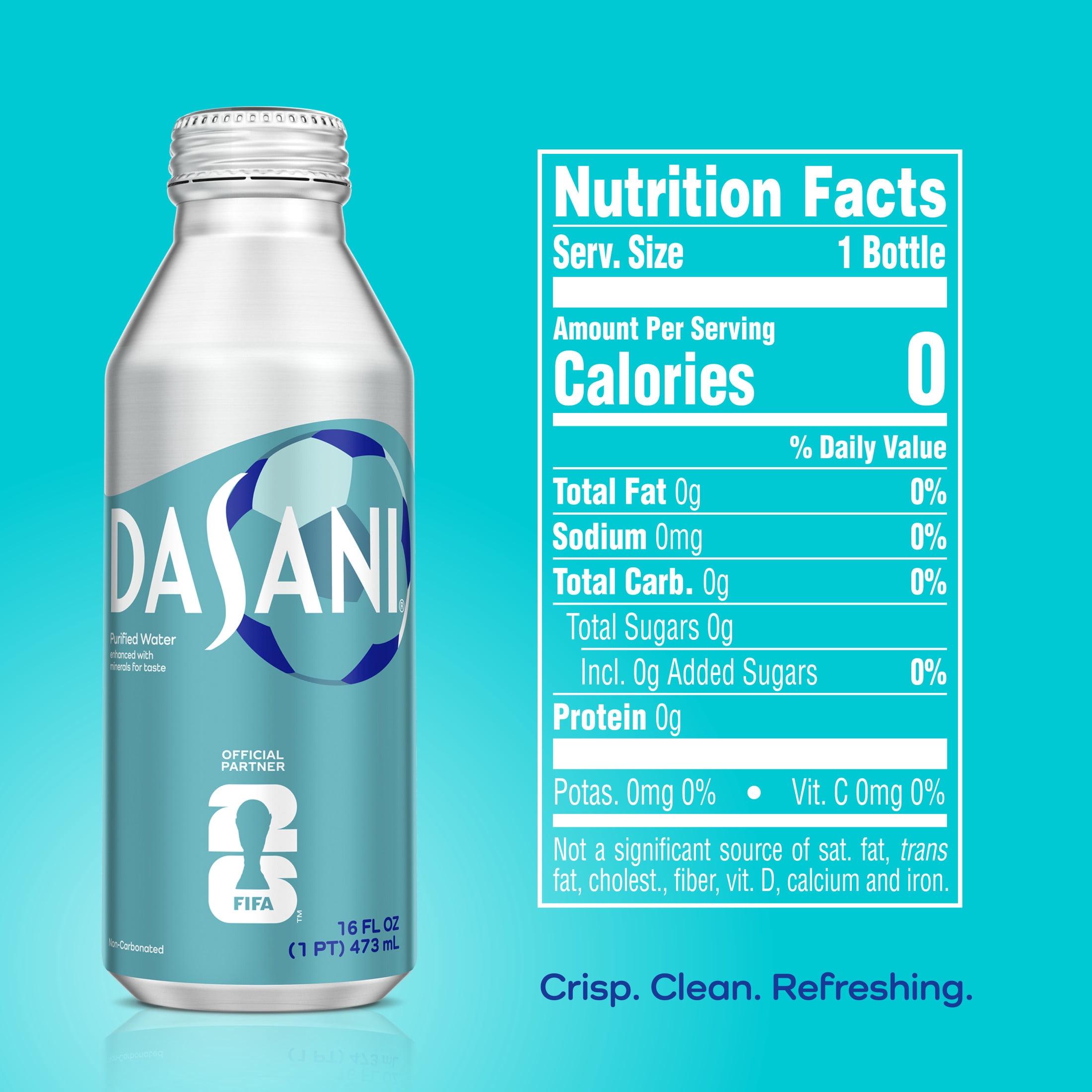 Dasani Purified Water Aluminum Bottle, 16 fl oz 12 pack