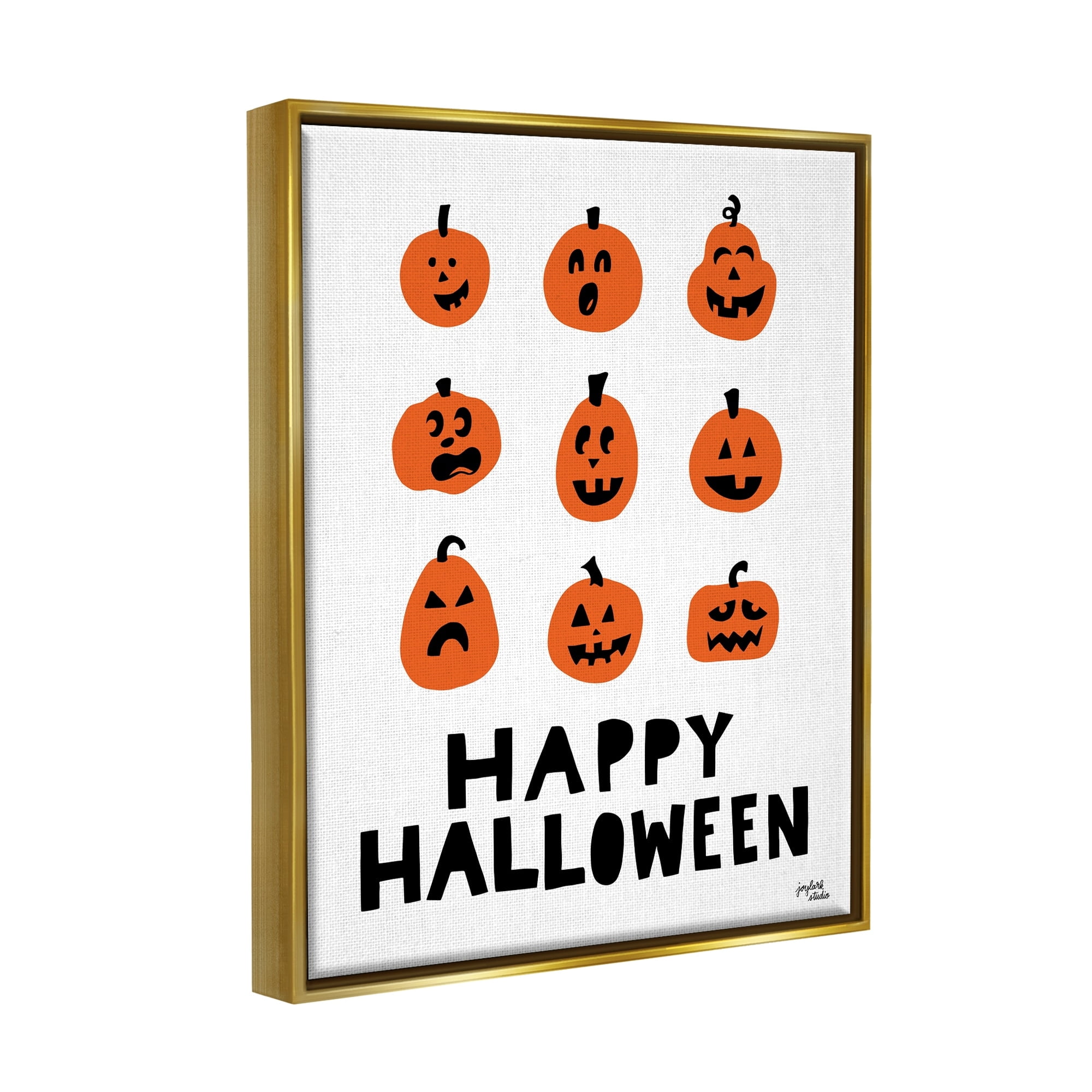 Stupell Industries Mixed Expressions Pumpkins Shapes Casual Halloween Typography Graphic Art Metallic Gold Floating Framed Canvas Print Wall Art, Design by Jess Baskin