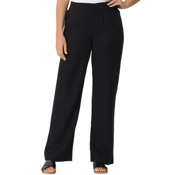 Briggs Ladies' Linen Blend Pull-On Pant Black Medium