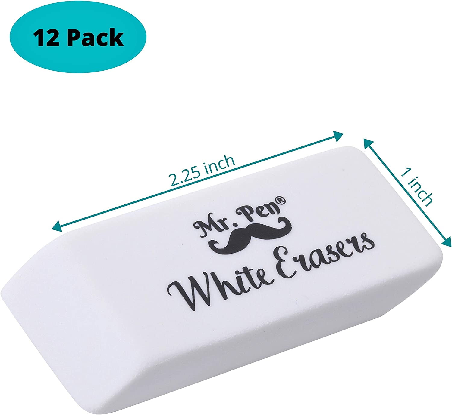 Mr. Pen- Erasers, Pencil Eraser, 12 Pack, White Erasers