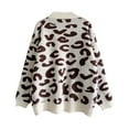 thumbnail image 4 of Cardigan Women Loose Casual Leopard Print Long Sleeve V Neck Knit Sweater Women's Cardigans, 4 of 8