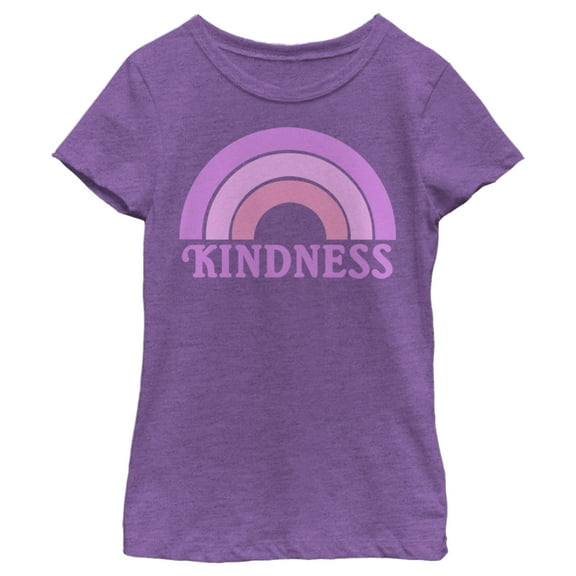 Girl's Lost Gods Kindness Retro Stripes  Graphic Tee Purple Berry Medium
