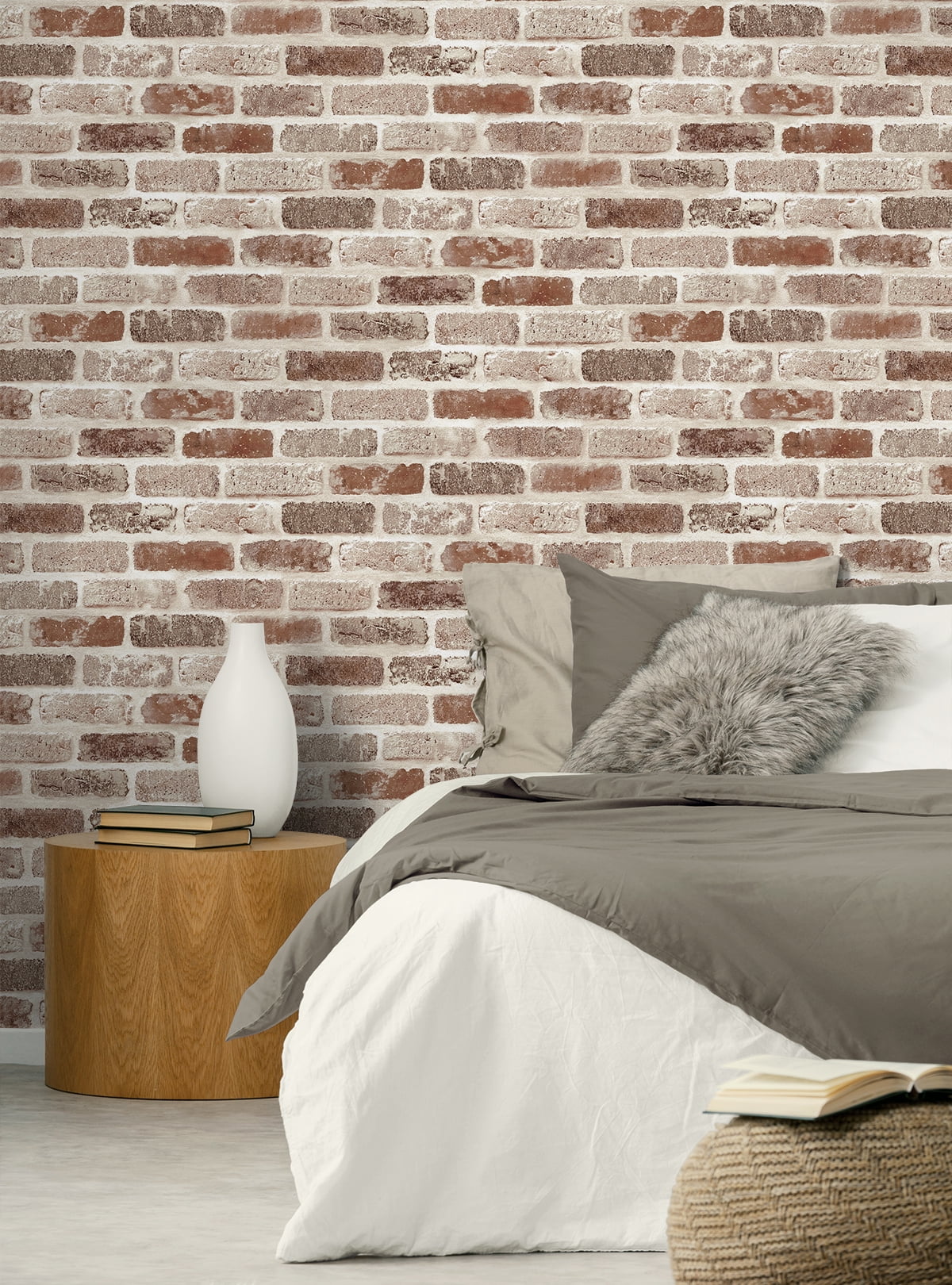 NextWall  Washed Brick Peel and Stick Removable Wallpaper Adobe