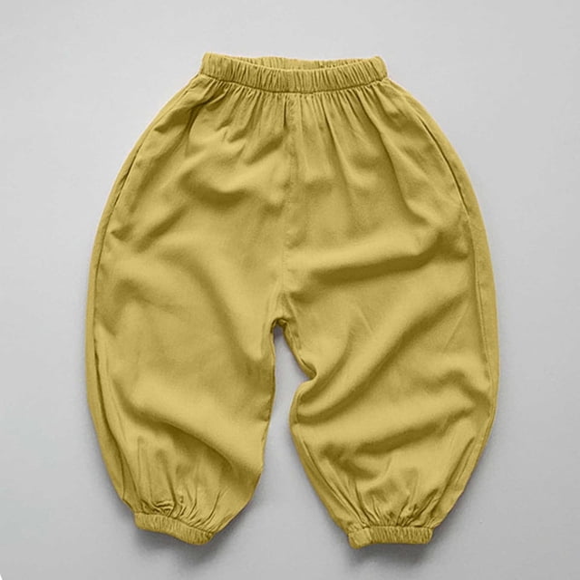 Toddler Drawstring Elastic Sweatpants Soft Yellow Essentials Sweatpants Summer Fall Long Pants Boys Uniform Pants Size 2-3 Years