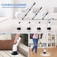 thumbnail image 6 of Niulife Spin Scrubber, 12pcs Set Cordless Cleaning Brush with 8 Replaceable Brush Heads, Extension Handle, Cleaning Brush for Kitchen Bathroom Tile Floor Car, White, 6 of 7