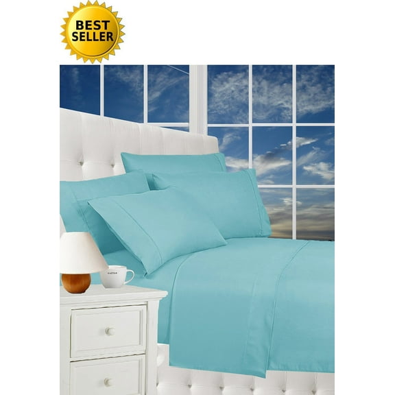 1500 Series Luxury Silky Soft 6 pc Sheet set, Deep Pocket Up to 16" - All Size and Colors , Full, Aqua