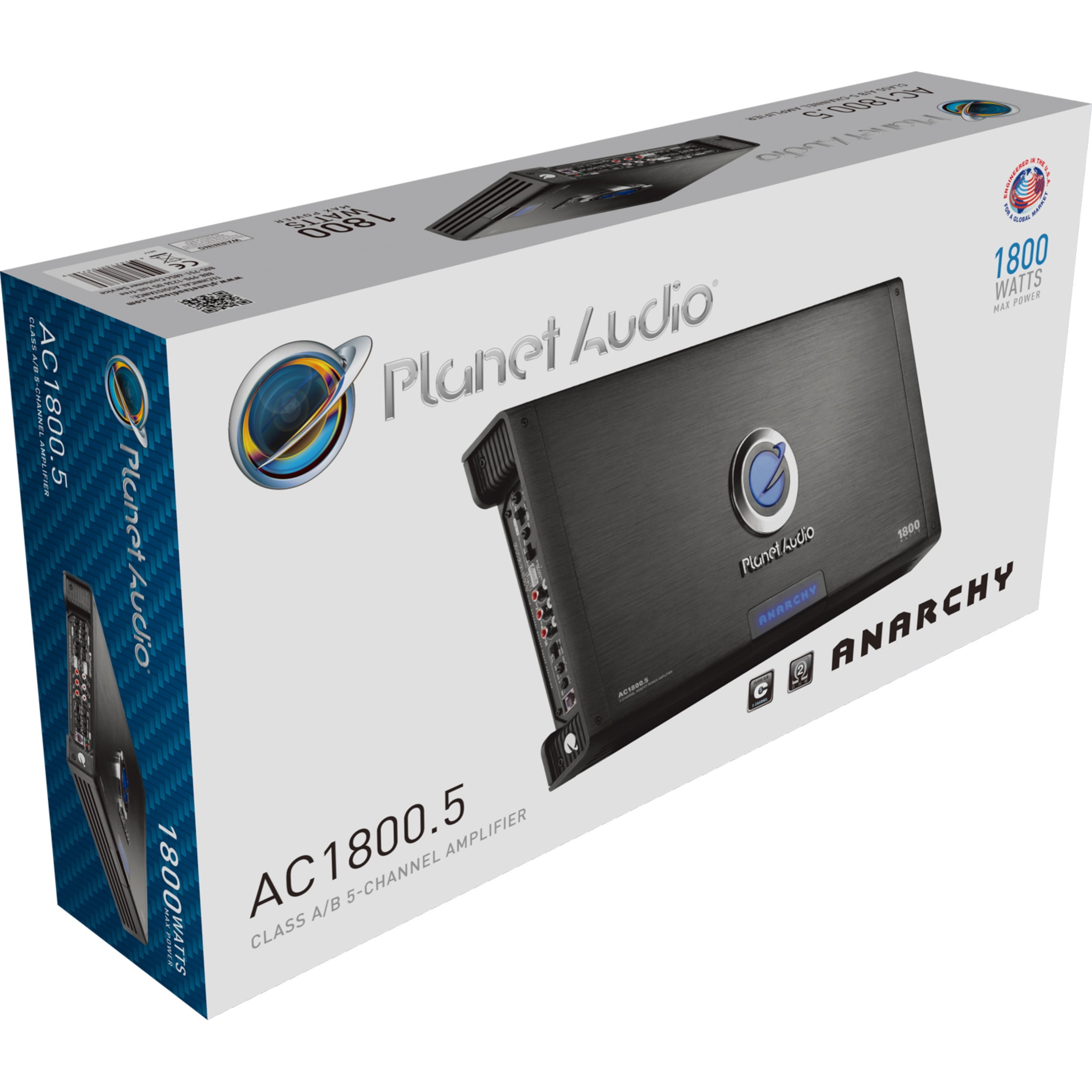 Planet Audio AC1800.5 1800 Watt 5 Channel Car Amplifier, Full Range, Bridgeable