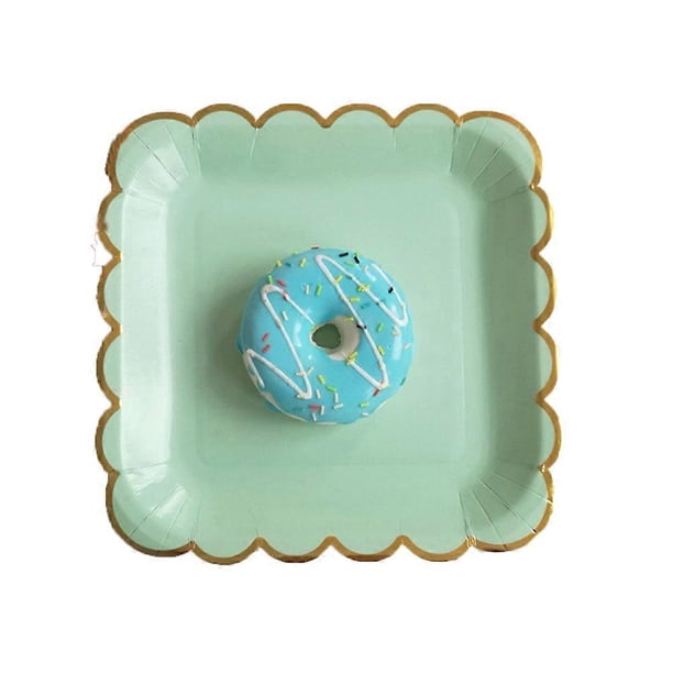 Mint Green 9 Inch Party Set Of 8 Eco-friendly Lace Design For Family Gatherings And Afternoon Tea