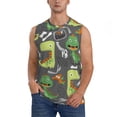thumbnail image 2 of Lsque Cartoon Dinosaurs Print Men's Cotton Blend Sleeveless Muscle Shirts (S-3XL)- Moisture Wicking, Odor Protection, UPF 30+,3X-Large, 2 of 8