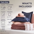 thumbnail image 4 of Regency Heights Twin Size Comforter Set, 7-Piece Bed in a Bag Twin, Navy/Orange Bedding Sets with Sheets, Bed Skirt for College Dorm, 4 of 9