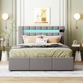 thumbnail image 2 of Bellemave Full Size Bed Frame with Storage and LED Light, Lift Up Upholstered Platform Bed with Bluetooth Player and USB Charging, Velvet Fabric Hydraulic Storage Bed (Gray), 2 of 10