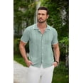 thumbnail image 3 of COOFANDY Men's Knit Button Down Shirt Vintage Short Sleeve Polo Shirts Casual Beach Tops, 3 of 7