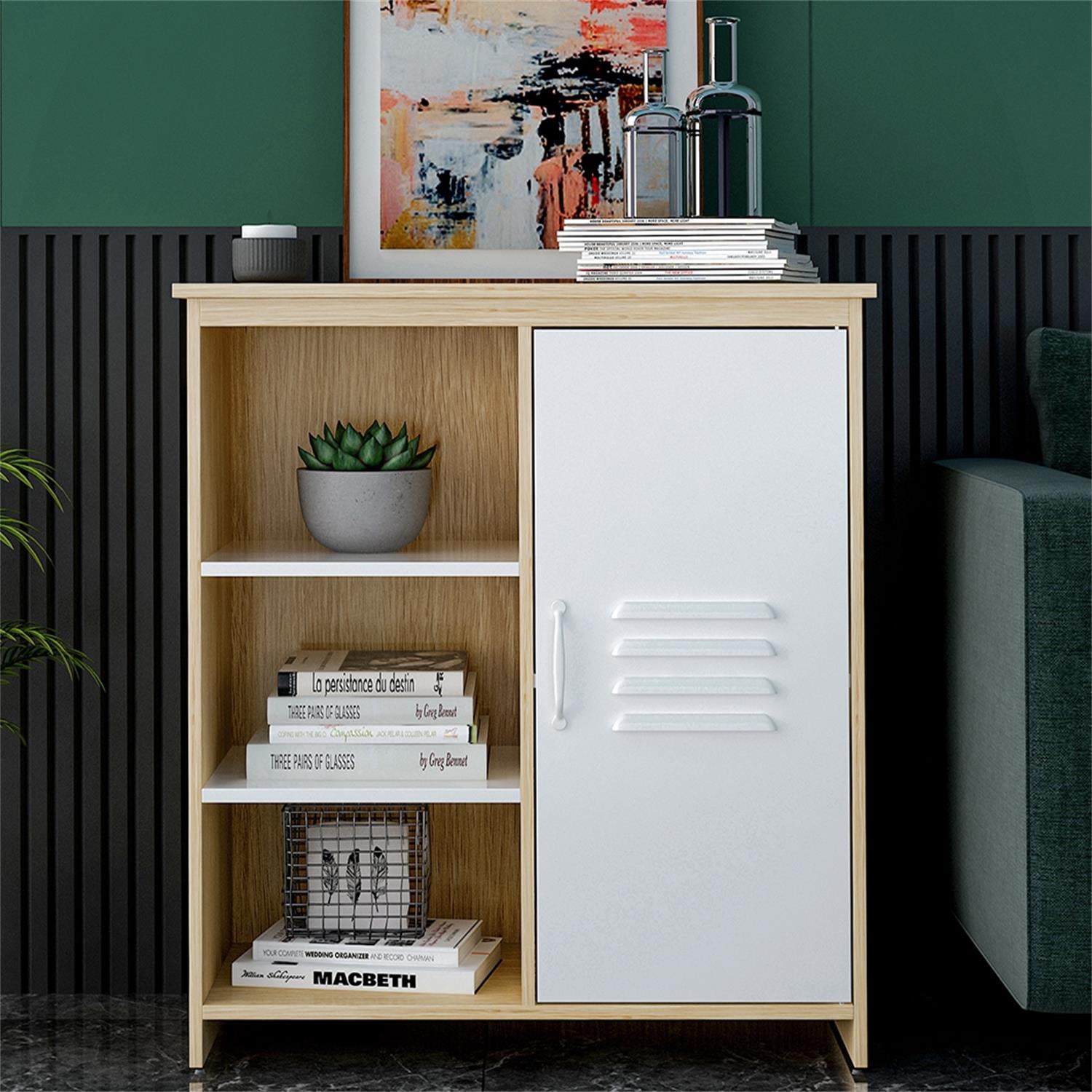 Kadyn Sideboard Buffet Cabinet, Floor Storage Cabinet with 1-Door, Accent Storage Cabinet for Entryway, White Kadyn Sideboard Buffet Cabinet, Floor Storage Cabinet with 1-Door, Accent Storage Cabinet for Entryway, White