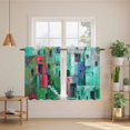 thumbnail image 2 of Abstract Green Tier Curtains 54 Inch Length, Painting Buildings Geometric Color Block Cafe Short Curtains for Bathroom Over Sink, Small Kitchen Curtain Light Filtering Drapes 2 Panels 27.5"Wx54"L, 2 of 8