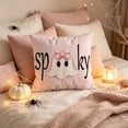 thumbnail image 6 of Aurorax Halloween Pillow Covers 18x18,Square Decorative Pink Pillow Covers for Couch Sofa,Cute Spooky Pink Ghost Decor for Halloween Home Indoor, 6 of 6