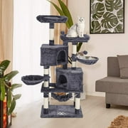 Erommy Multi-Level Cat Tree Tower Condo with Cat Scratching Post Cozy,Kitty Activity Center Kitten Play House,Gray