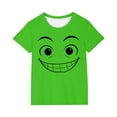 thumbnail image 2 of Blusas y camisas de manga corta con cuello redondo para niños y niñas, color liso, con estampado de expresión linda, manga corta, holgadas y cómodas, blusa para niña, 2 of 6