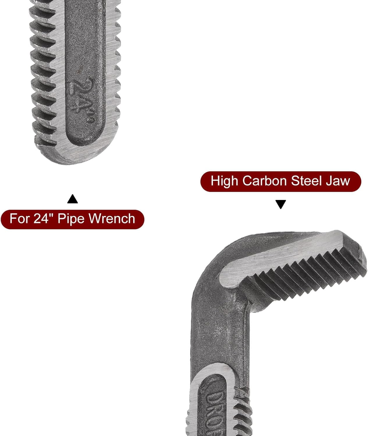 Pipe Wrench Hook Jaw 24" Plumbing Wrench Replacement Jaws Carbon Steel for 24" Adjustable Wrench