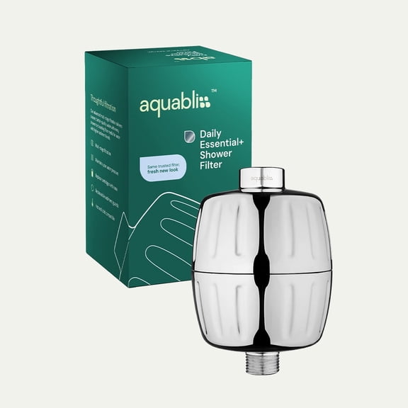 Aquabliss Daily Essential+ SF500 Heavy Duty Shower Filter – 44% More Filter Media, Reduces Chlorine & Sediment – Well Water Compatible - Chrome