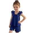 thumbnail image 2 of Stamzod Girls Summer Outfits 2 Piece Floral Tank Top and Short Sets Cute Clothes for Girls Dark Blue 2-3 Years, 2 of 8