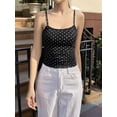 thumbnail image 4 of Women's Sleeveless Cute Cropped Tank Tops Polka Dots Going Out Camisole for Summer Black XL, 4 of 7