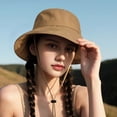 thumbnail image 4 of Women Hat Fisherman Style Solid Color Basin Hat with Reflective Stripe Lace-Up Dome Design Bucket Hat, 4 of 8