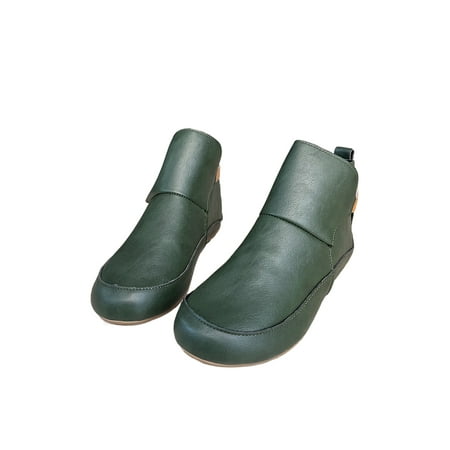 

Difumos Womens Slip Resistant Low Calf Winter Shoes Lightweight Round Toe Ankle Boots Daily Comfortable Booties Green 5.5