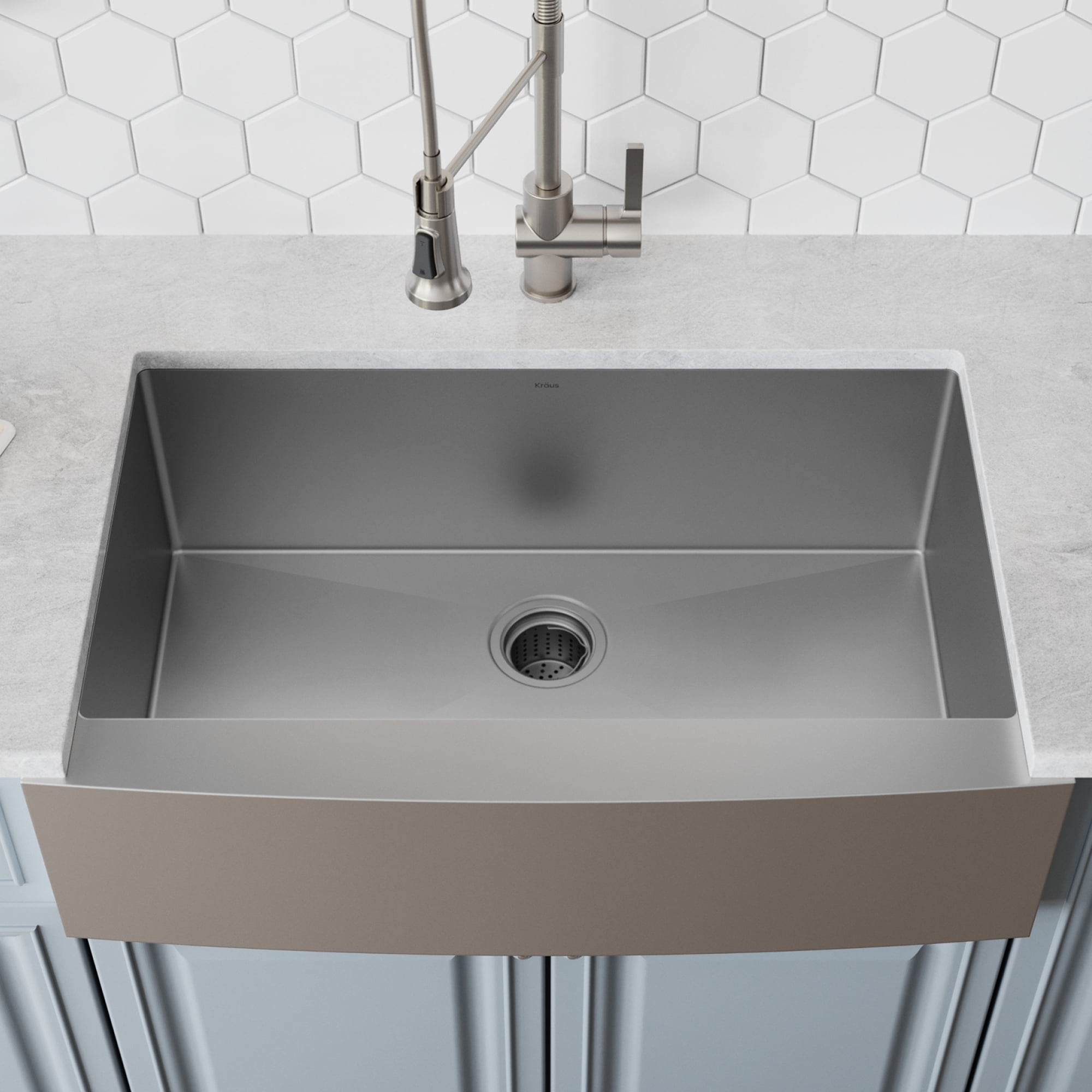KRAUS Standart Pro 30" Apron Front Farmhouse 16 Gauge Single Bowl Stainless Steel Kitchen Sink