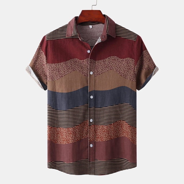 Aqestyerly Chemise Hawaïenne pour Homme à Manches Courtes Imprimée, Décontractée, Boutonnée, Haut d'Été de Plage HWRETIE