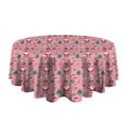 thumbnail image 5 of Pink Christmas Santa and Tree Pattern Round Tablecloth 60"x60",Wrinkle Wipeable Table Cloth for Kitchen Dining Room Picnic Patio Party, 5 of 6