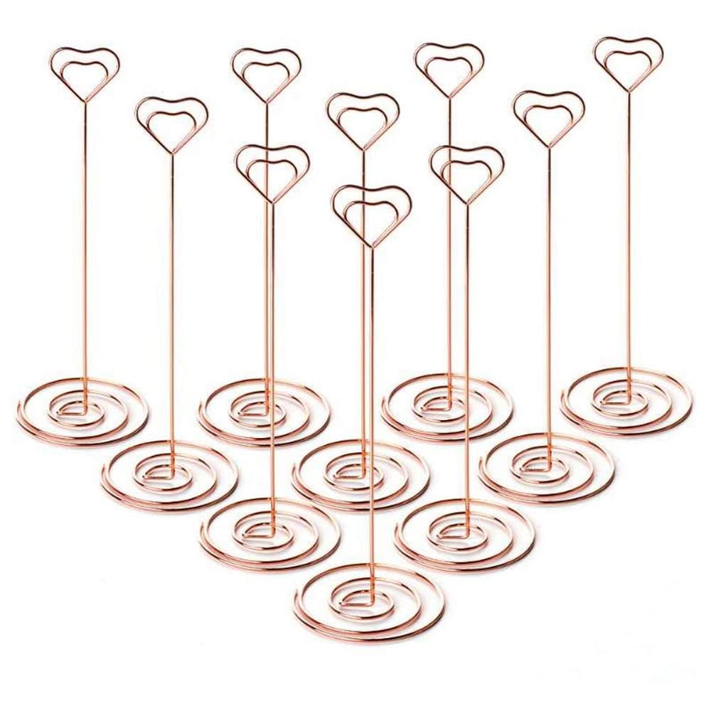 10pcs Heart Shaped Wedding Table Number Place Photo Card Stand Holder Menu Clips 