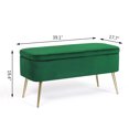 thumbnail image 5 of Homebeez Modern Velvet Storage Bench Ottoman with Padded Seat and Golden Metal Legs, Green, 5 of 5