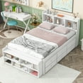 thumbnail image 3 of Full Bed with Bookcase Headboard, Under bed Storage Drawers and Bed End Storage Case, White, 3 of 9