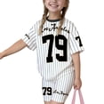 thumbnail image 3 of Shadoumai Girls Letter Print Short Sleeve Shorts Casual Summer Outfit For Toddler Kids Back to School Outfits, 3 of 3