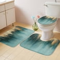 thumbnail image 4 of Modern Teal Gold Bathroom Rugs Set Abstract Shinny Gradient Geometric Lines Non Slip Absorbent Soft Bath Mats 3 Piece Set with Bathroom Rug, U-Shaped Floor Mat, Toilet Seat Cover Small Size, 4 of 9