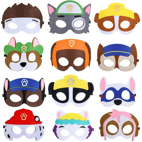 12PCS Inspired Paw Birthday Party Masks for Boy Girl Party Favors Party Supplies