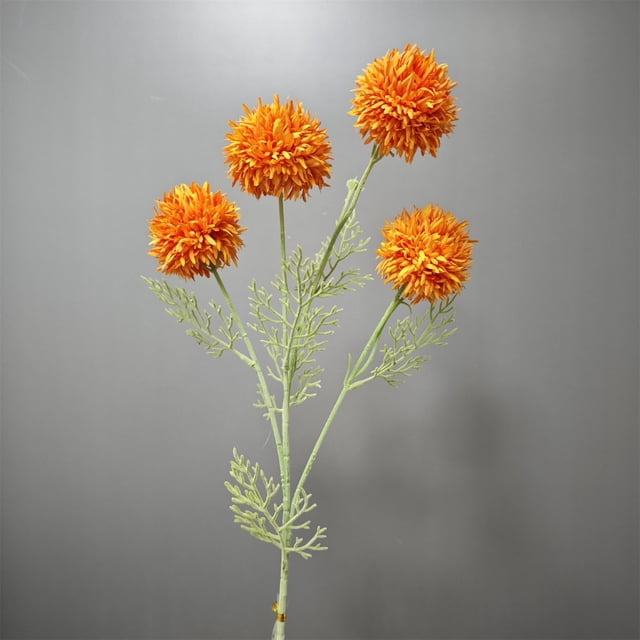 60% Discount Promotional Items: Simulation 4-Head Chrysanthemum Orange Faux Pompon Mum Artificial Flowers Rustic Chrysanthemums With Stems For Wedding, By Meiiso