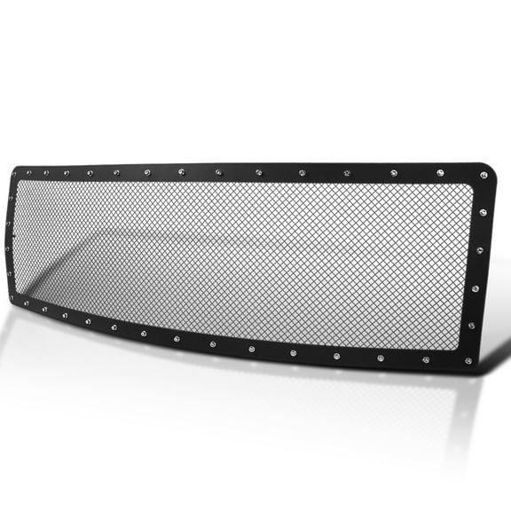Spec-D Tuning Black Textured Rivet Style Upper Front Hood Grille Insert Compatible with 2009-2014 Ford F150