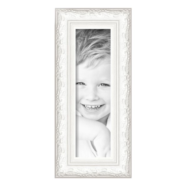 ArtToFrames 5" x 17" Majestic White Picture Frame, 5x17 inch Silver Wood Poster Frame (WOM-5198), Pack