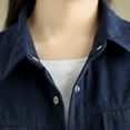 thumbnail image 4 of Long Sleeve Corduroy Shirts Women Lapel Collar Shackets Button Down Shirt Blouses Solid Color Fall Casual Outwear (XL, Navy), 4 of 7